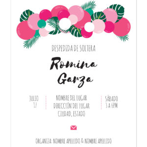 Invitación Despedida de Soltera Globos Rosa Fuerte