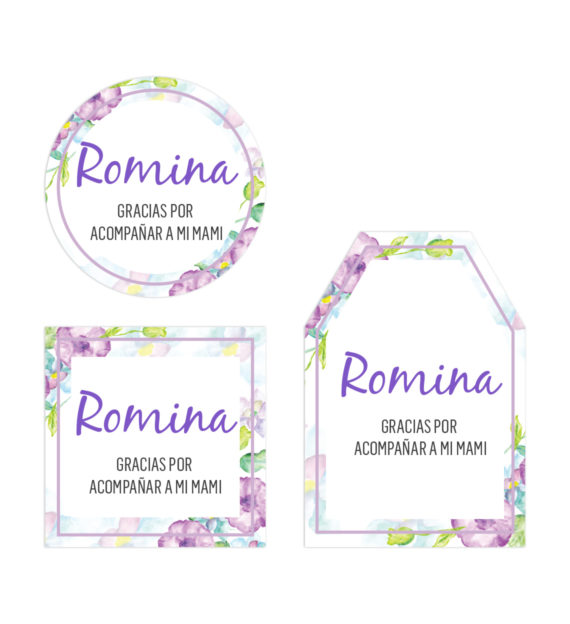 Tarjeta Agradecimiento Baby Shower Flores Moradas - Oh Yupi Yei