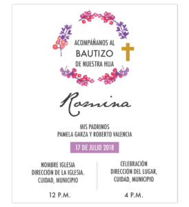 Invitación Bautizo Flores