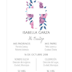 Invitación Bautizo Cruz Rosa
