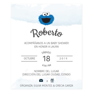 Diseño Invitación Baby Shower Blue Monster
