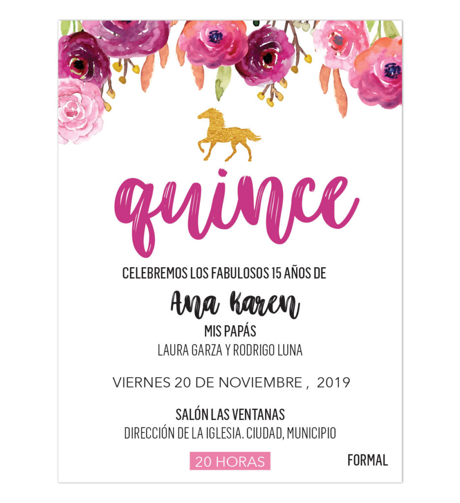 Invitaci N XV A Os Flores Caballo Invitaciones Digitales   Quince Invita 14 935x1024 