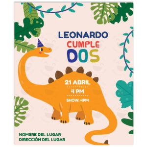 Invitación Cumpleaños Dino Estegosaurios