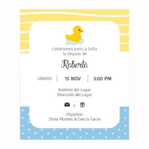 Invitación Baby Shower Patito Amarillo