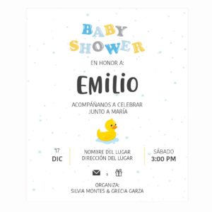 Invitación Baby Shower Patito Splash